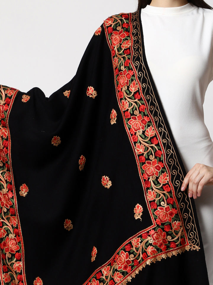 Women's Aari Embroidery Wool Stole
