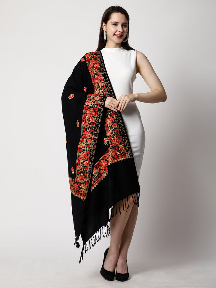 Women's Aari Embroidery Wool Stole