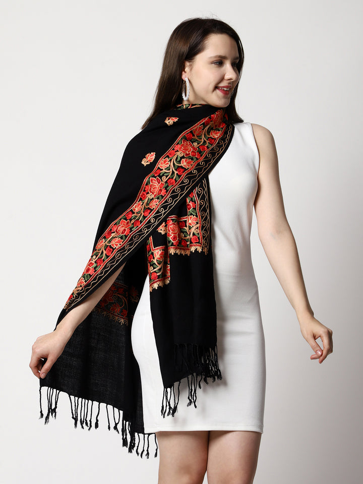 Women's Aari Embroidery Wool Stole