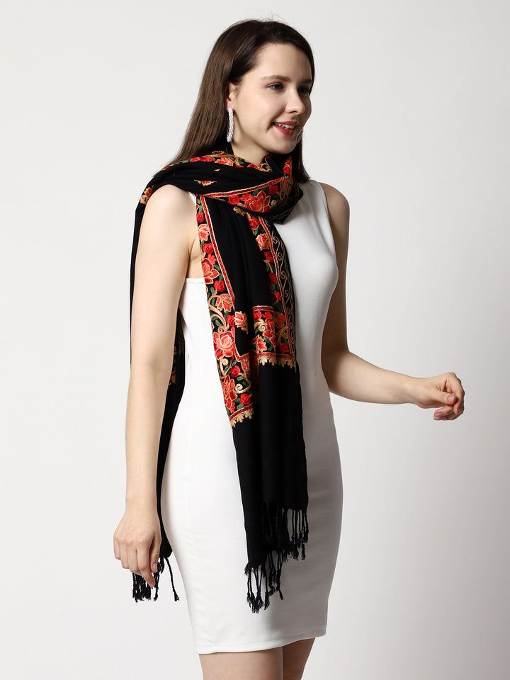 Women's Aari Embroidery Wool Stole