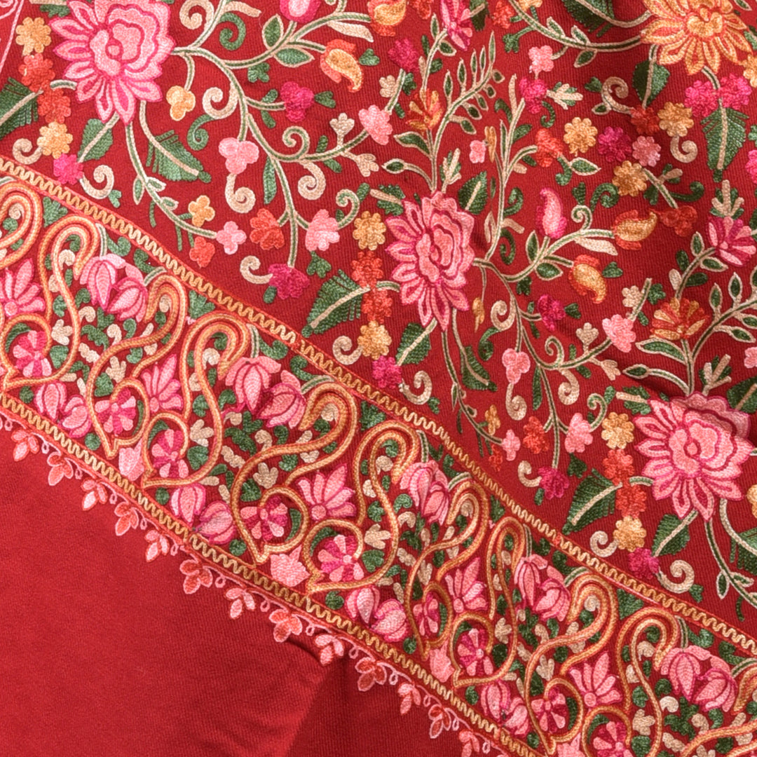 Women's Aari Embroidered Wool Stole