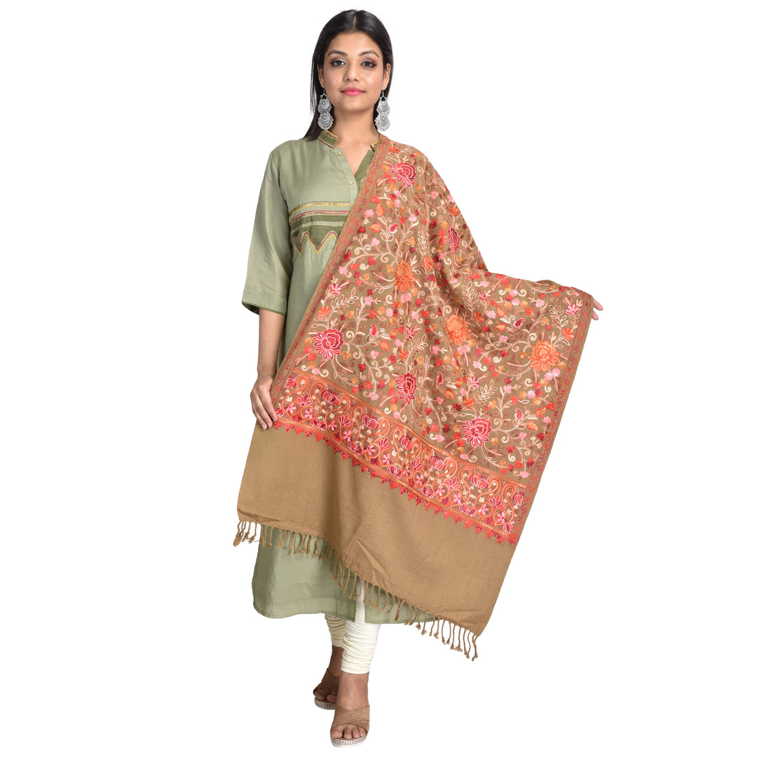 Women's Aari Embroidered Wool Stole
