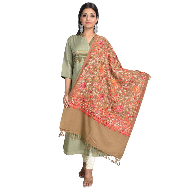 Women's Aari Embroidered Wool Stole