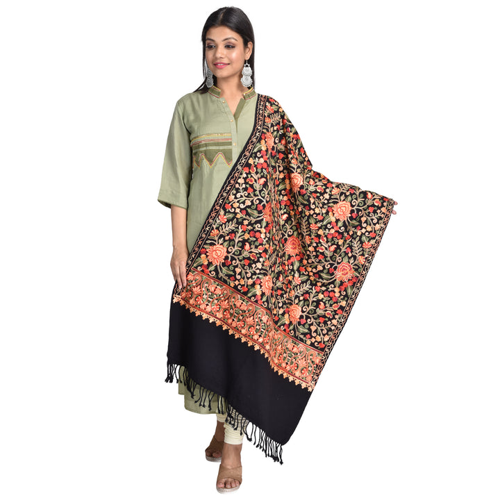 Women's Aari Embroidered Wool Stole