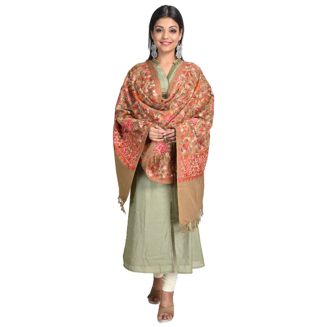 Women's Aari Embroidered Wool Stole