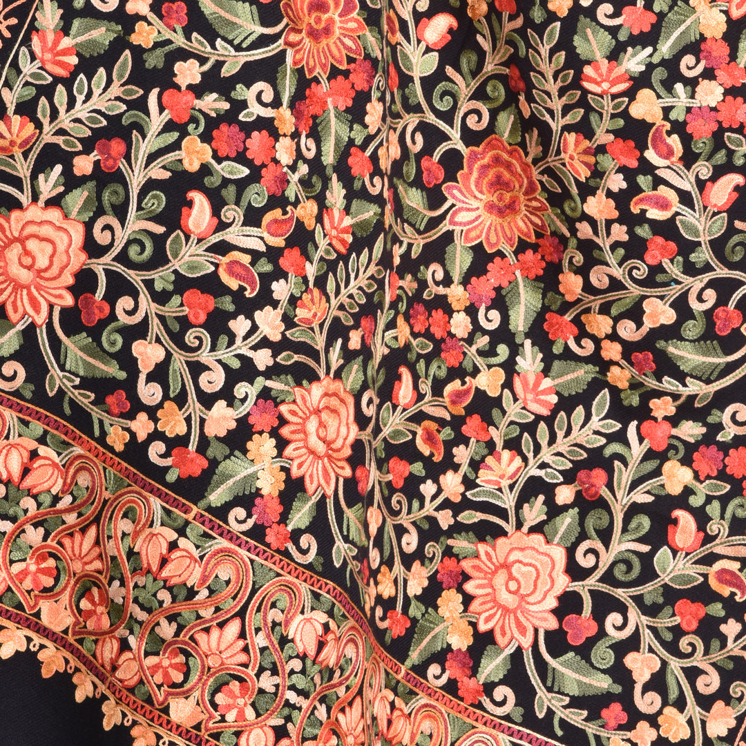 Women's Aari Embroidered Wool Stole