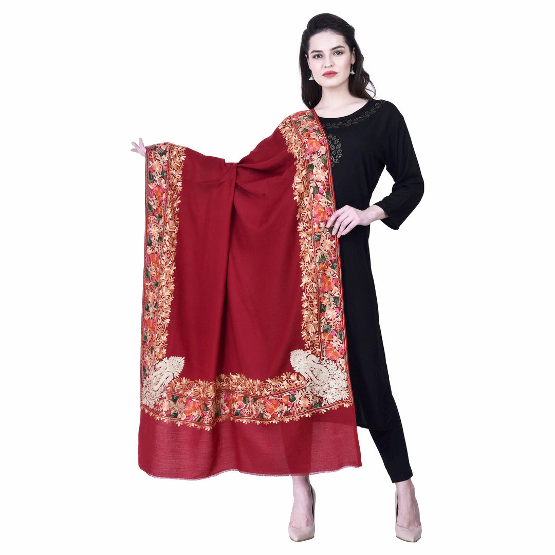 Women's Aari Embroidery Wool Shawl