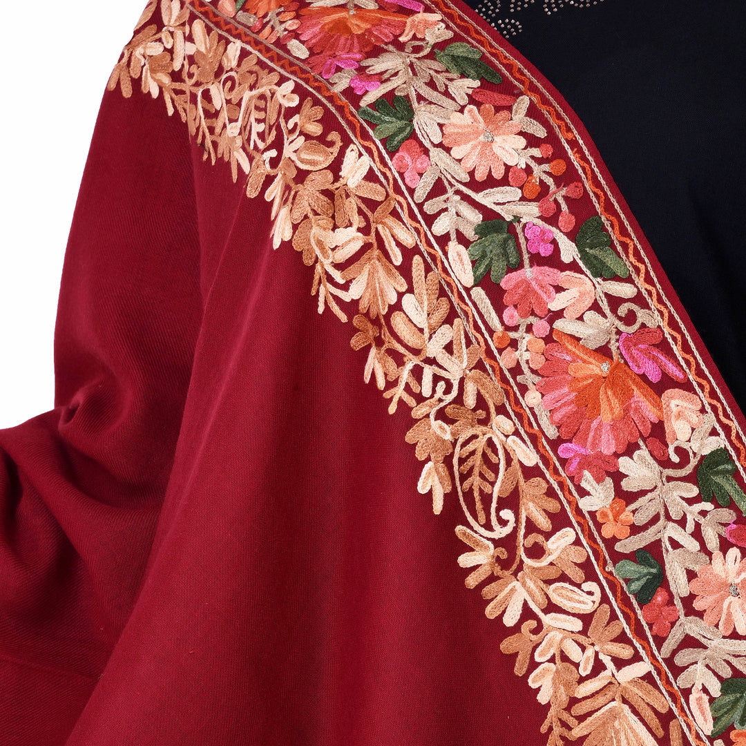 Women's Aari Embroidery Wool Shawl