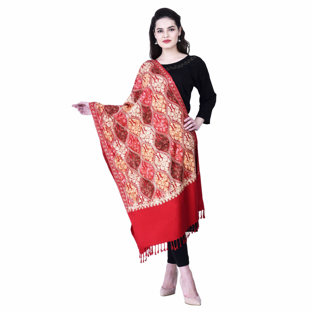 Women's Aari Embroidered Wool Stole