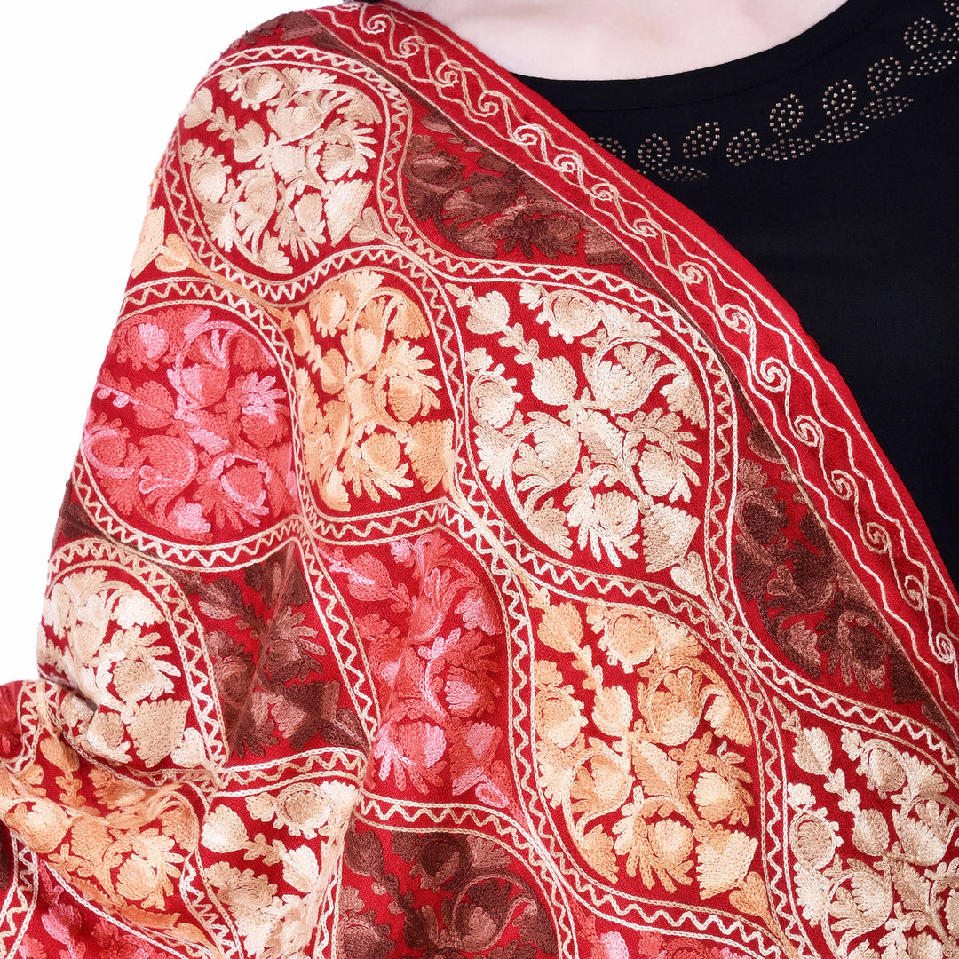 Women's Aari Embroidered Wool Stole