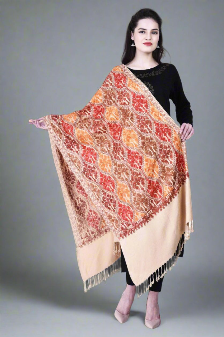 Women's Aari Embroidered Wool Stole