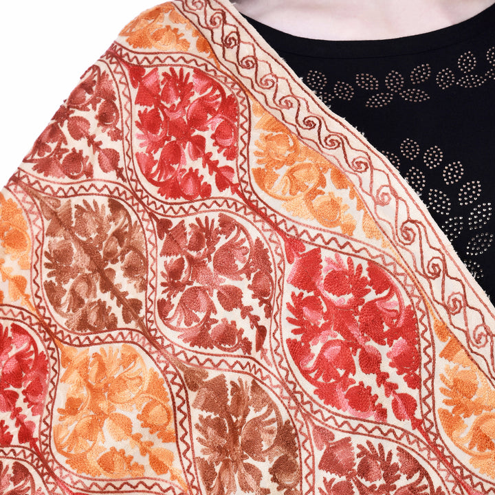 Women's Aari Embroidered Wool Stole