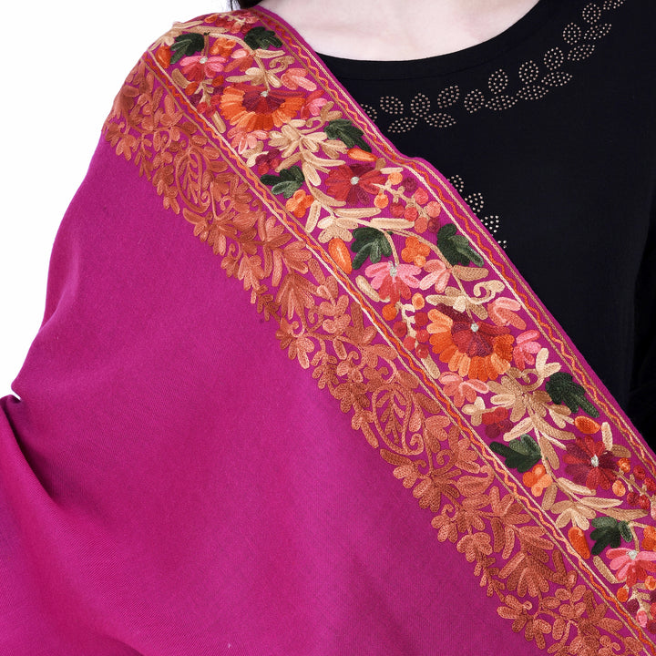 Women's Aari Embroidery Wool Shawl