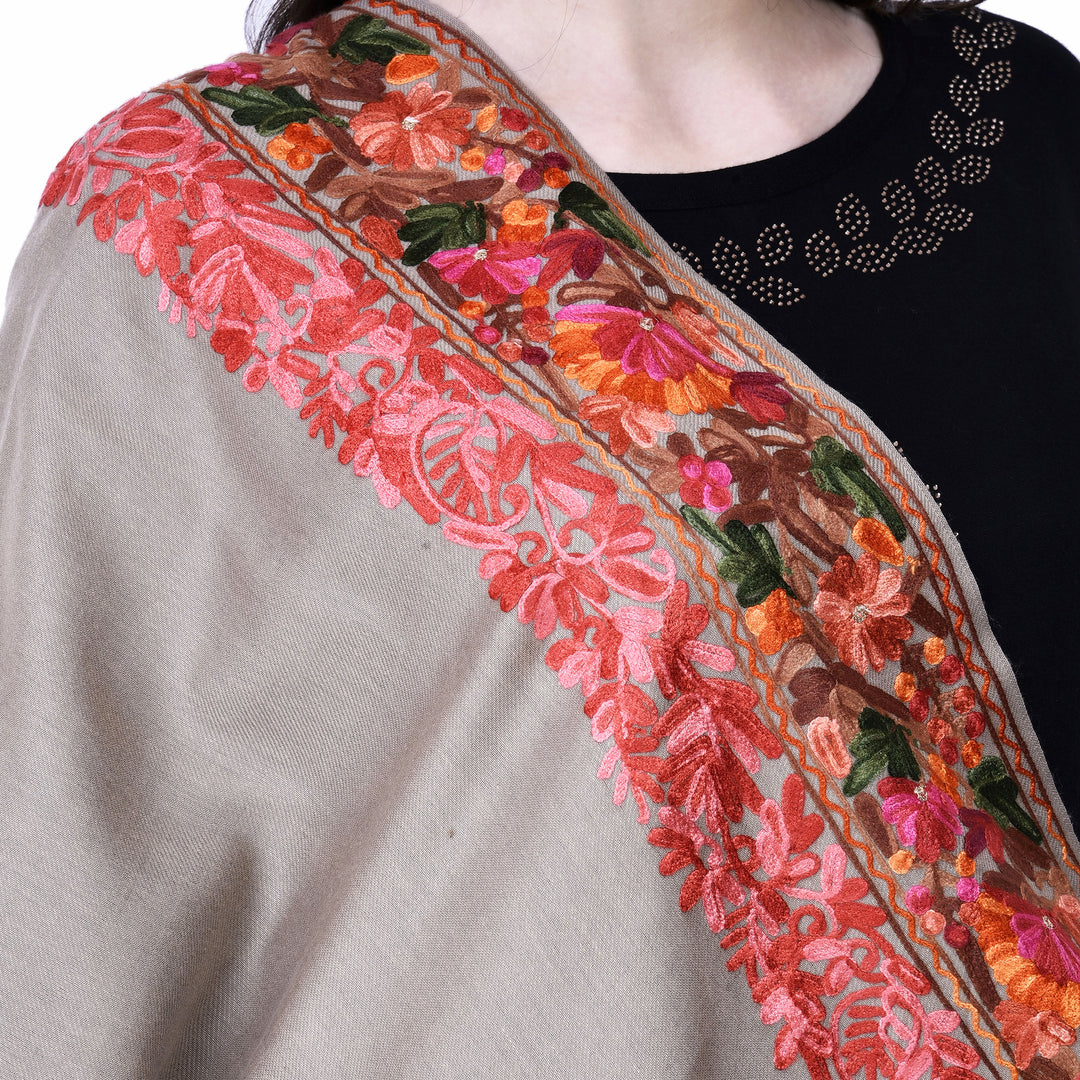 Women's Aari Embroidery Wool Shawl