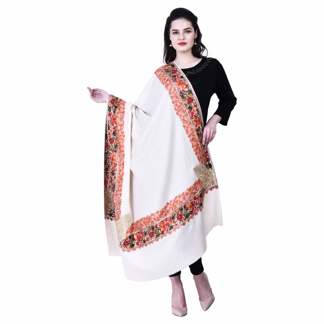 Women's Aari Embroidery Wool Shawl