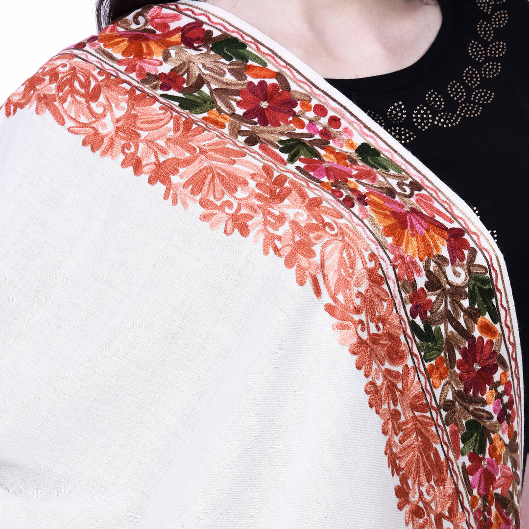 Women's Aari Embroidery Wool Shawl