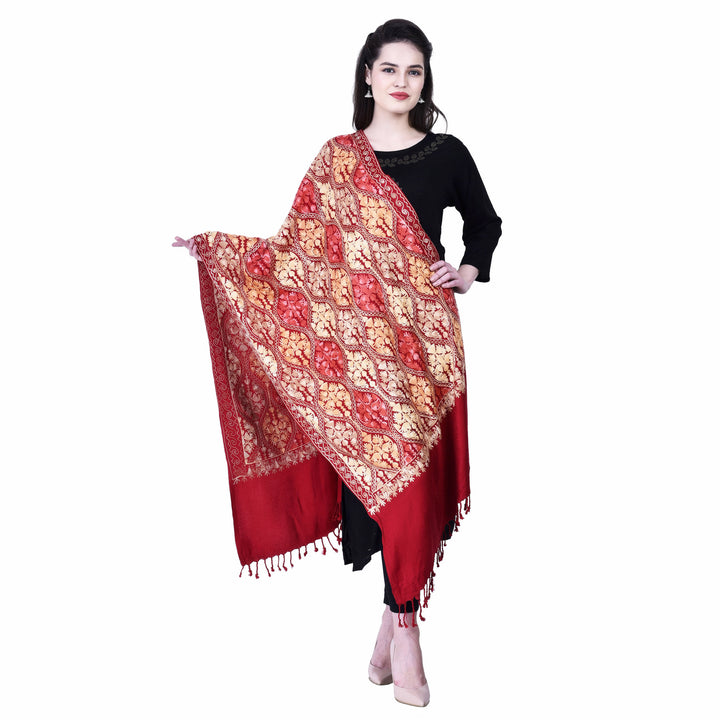 Women's Aari Embroidered Wool Stole
