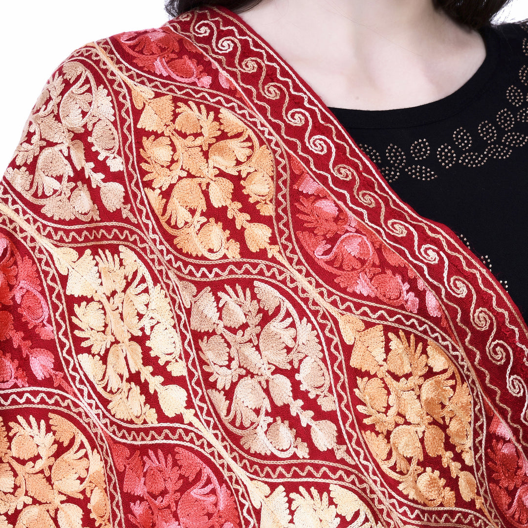Women's Aari Embroidered Wool Stole