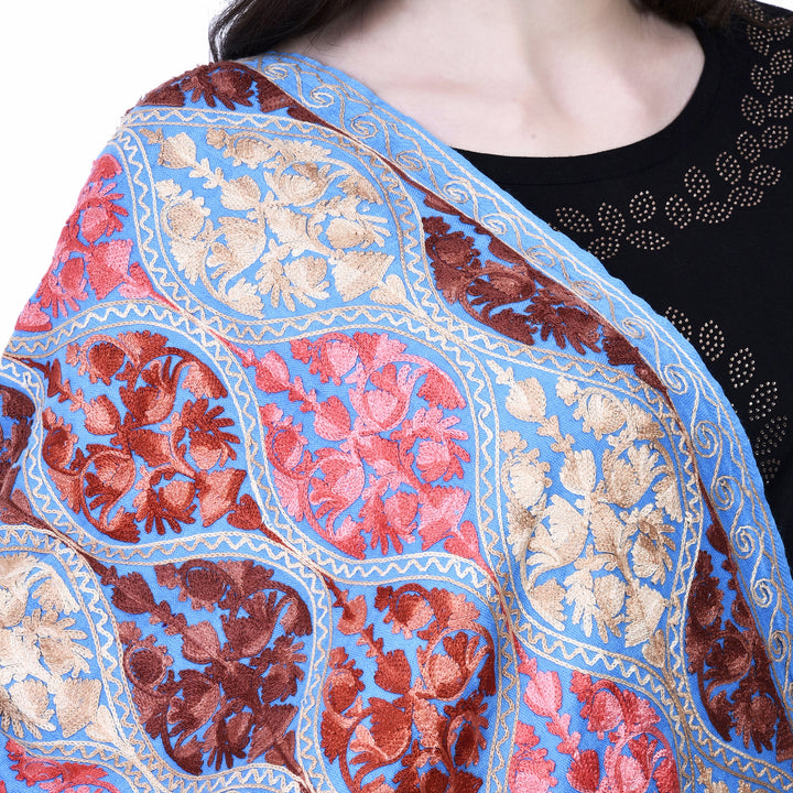 Women's Aari Embroidered Wool Stole