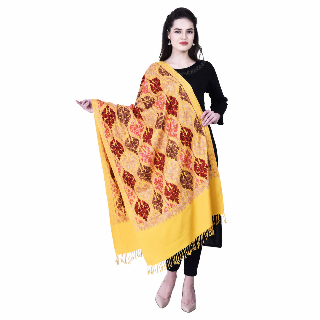 Women's Aari Embroidered Wool Stole