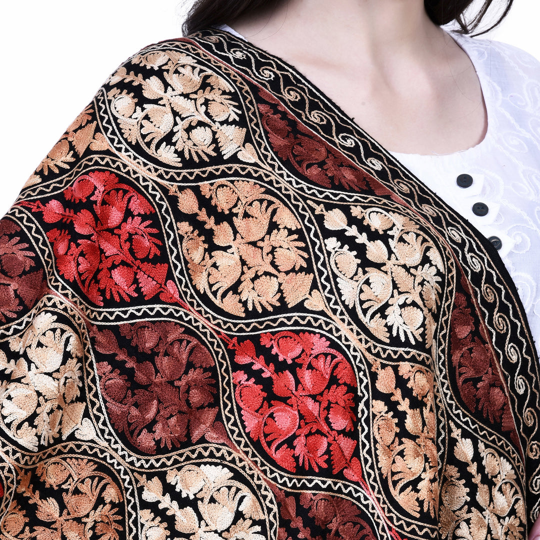 Women's Aari Embroidered Wool Stole