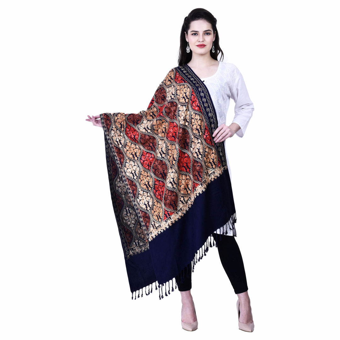 Women's Aari Embroidered Wool Stole