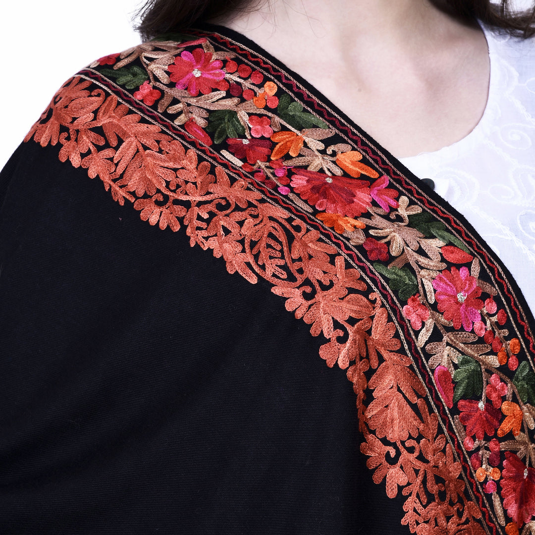 Women's Aari Embroidery Wool Shawl
