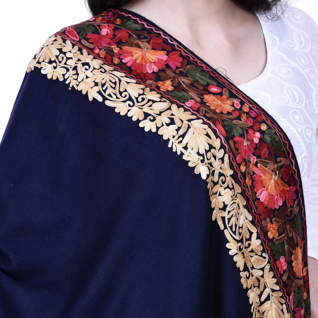 Women's Aari Embroidery Wool Shawl