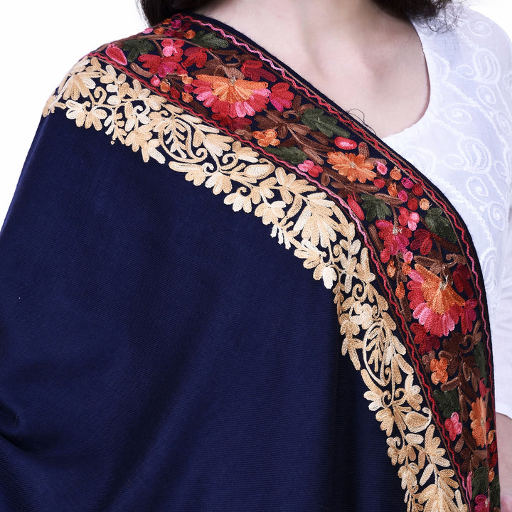 Women's Aari Embroidery Wool Shawl