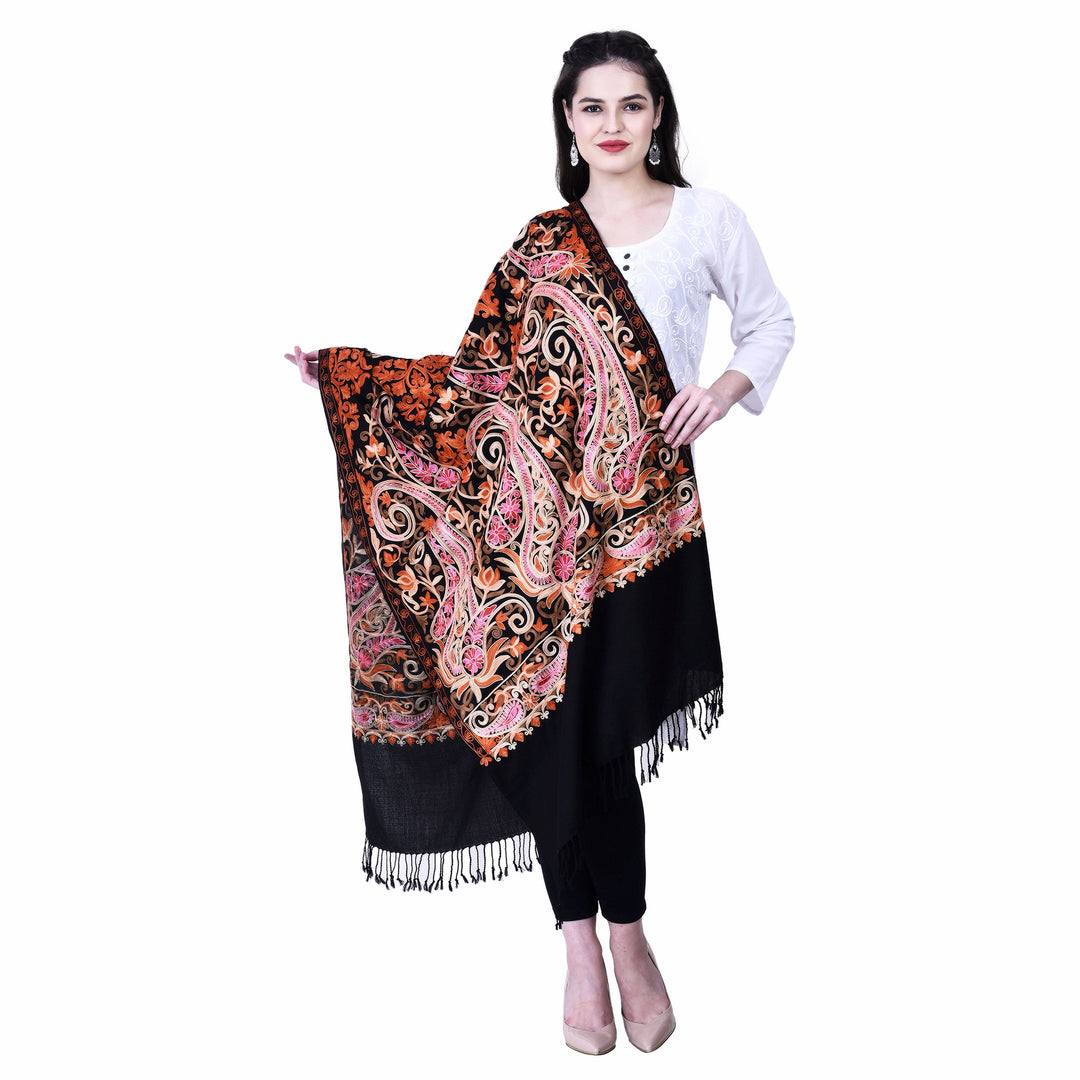 Women's Aari Embroidery Wool Stole