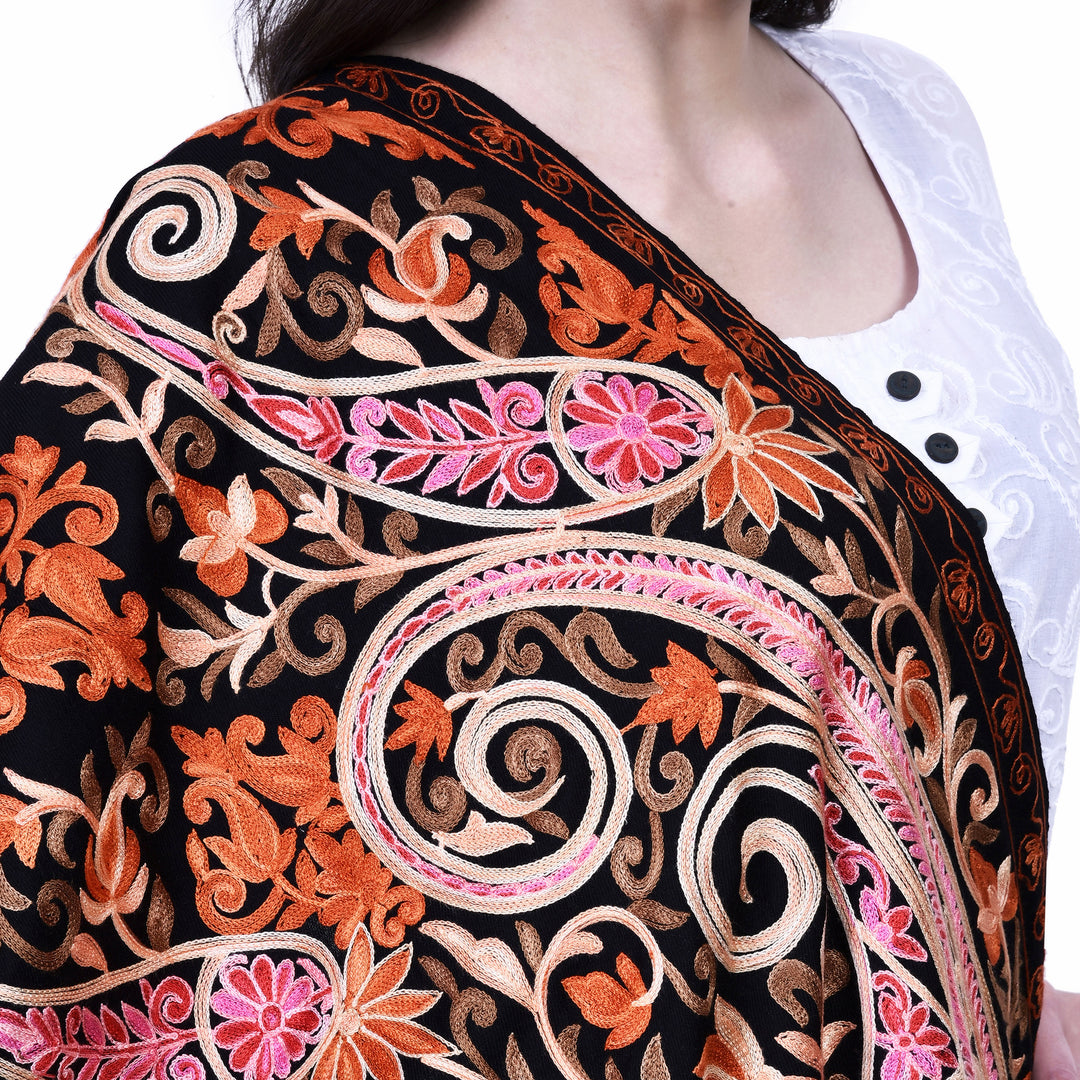 Women's Aari Embroidery Wool Stole