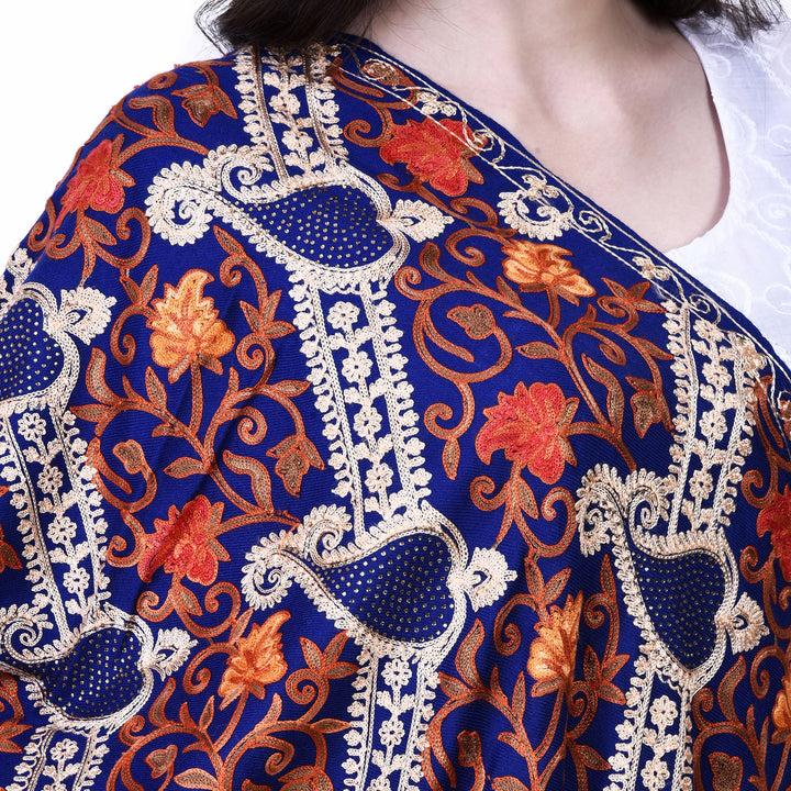 Women's Aari Embroidery Wool Stole