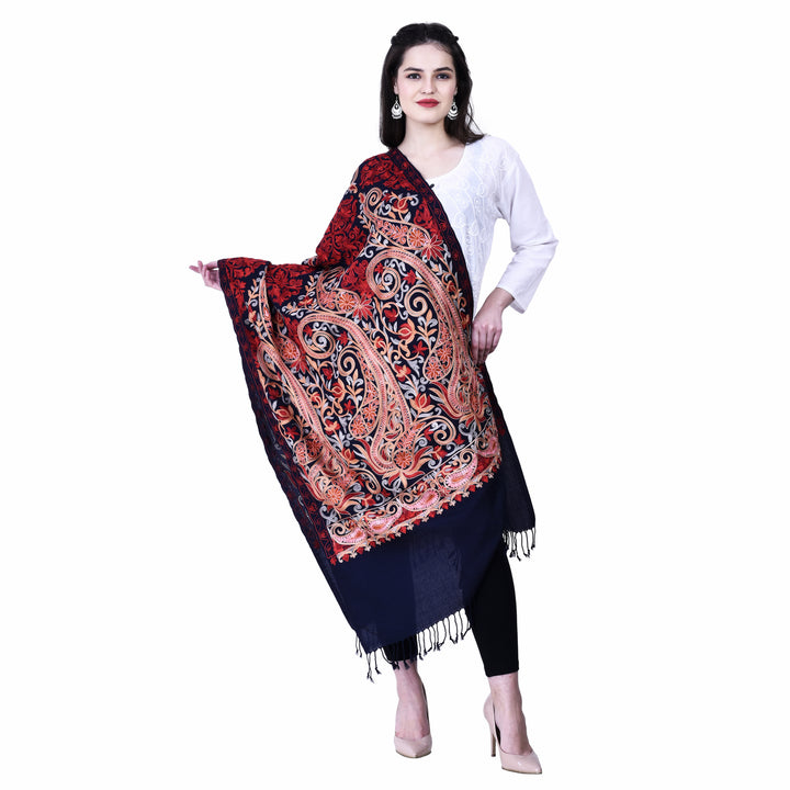 Women's Aari Embroidery Wool Stole
