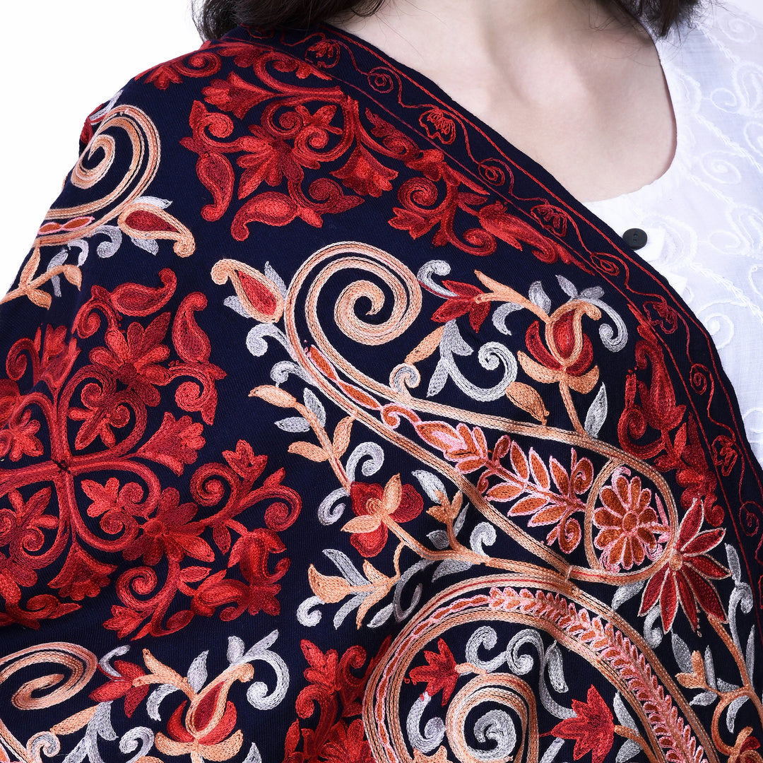 Women's Aari Embroidery Wool Stole