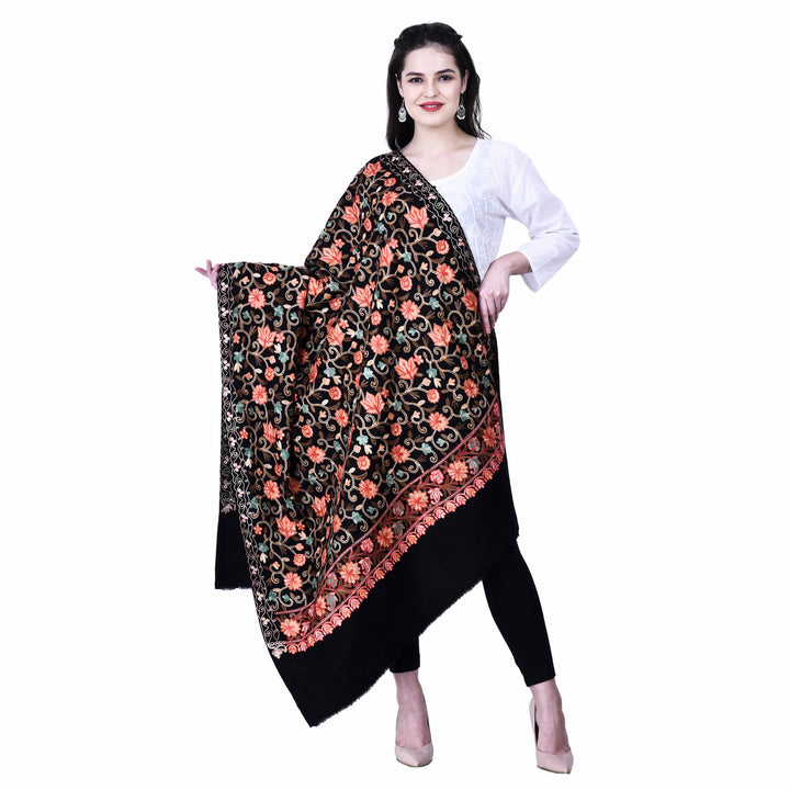 Women's Aari Embroidered Wool Shawl