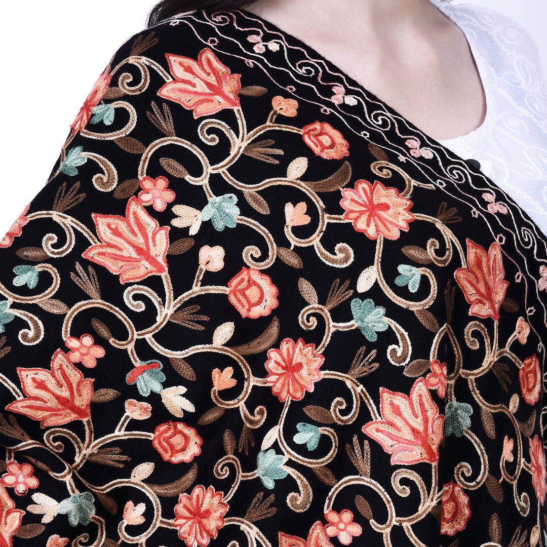 Women's Aari Embroidered Wool Shawl