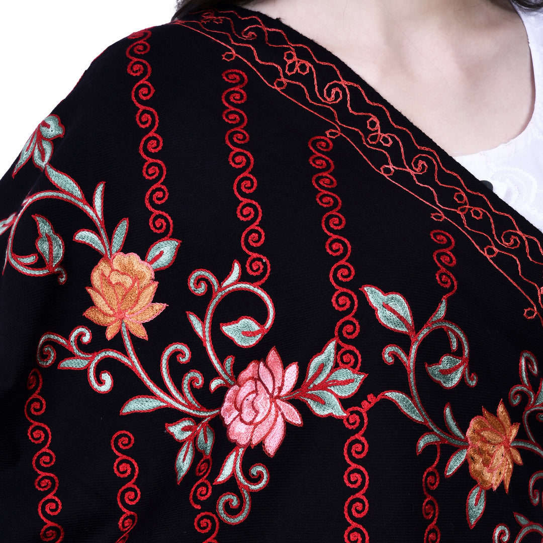 Women's Aari Embroidered Wool Shawl