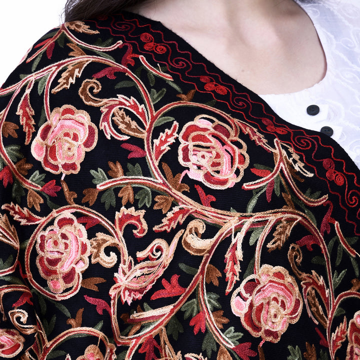 Women's Aari Embroidered Wool Shawl