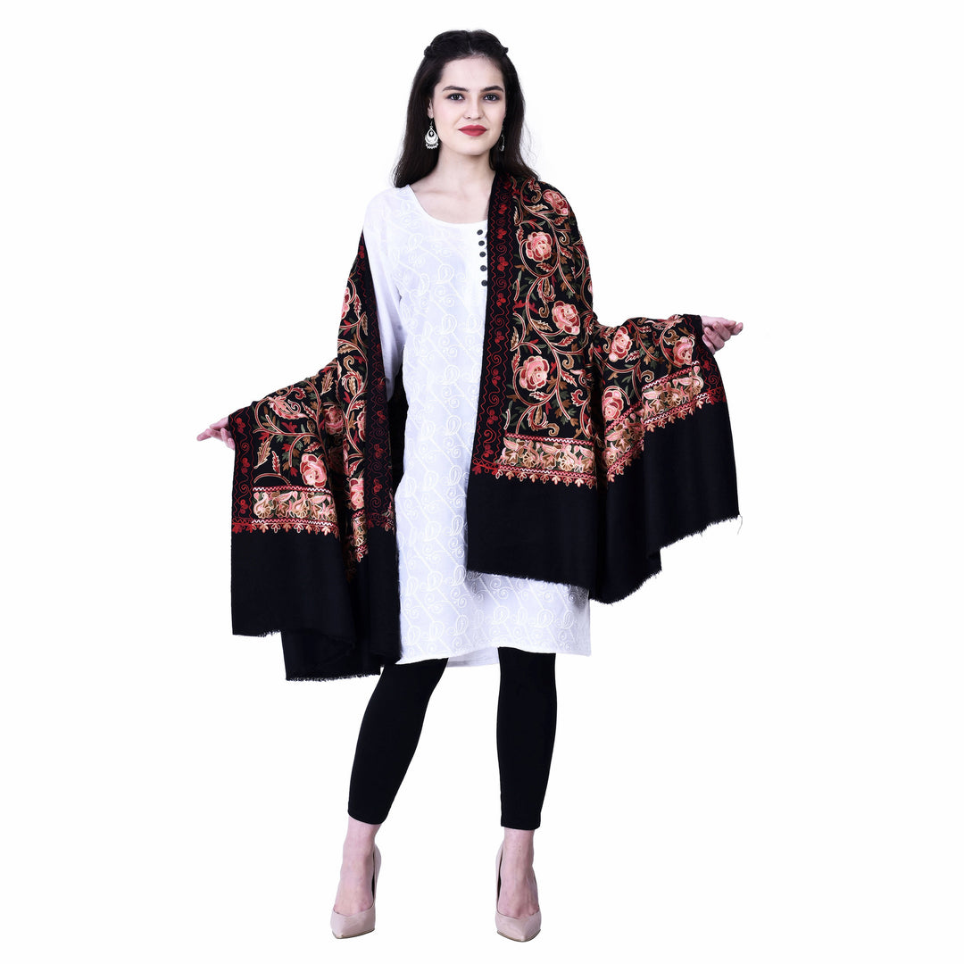 Women's Aari Embroidered Wool Shawl