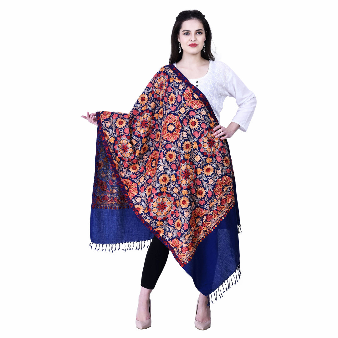 Women's Aari Embroidery Wool Stole