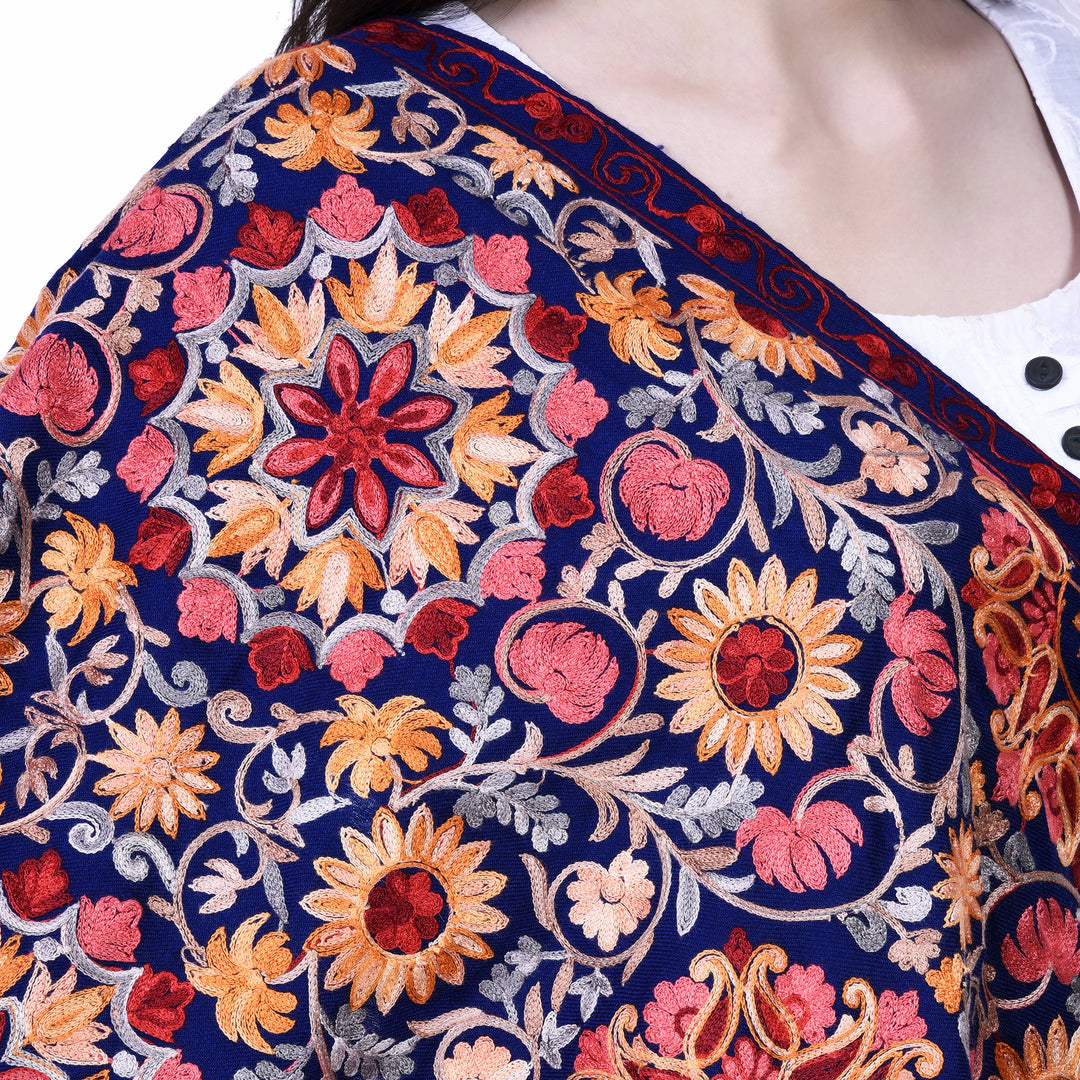 Women's Aari Embroidery Wool Stole