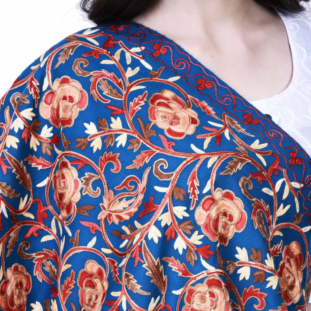 Women's Aari Embroidered Wool Shawl