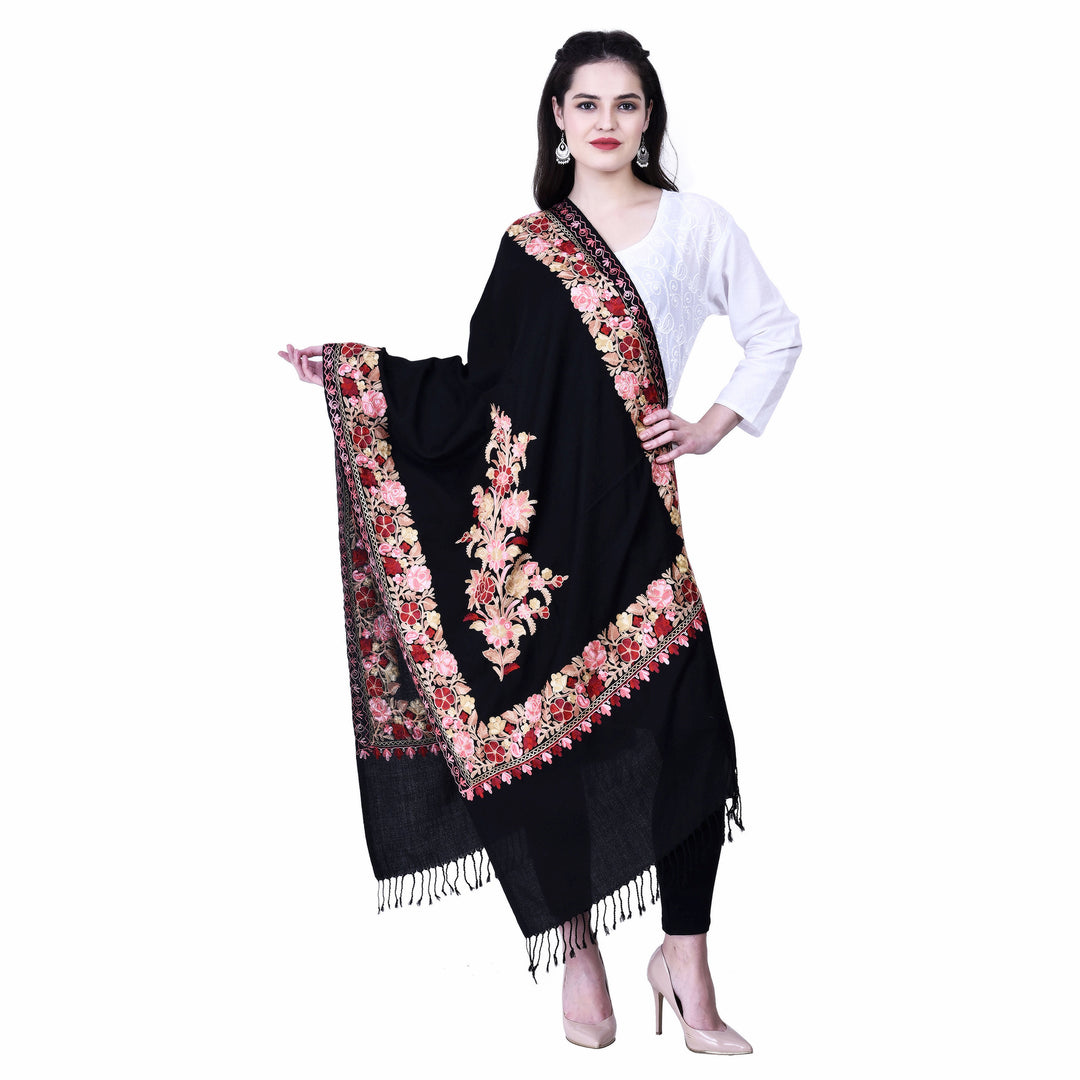 Women's Aari Embroidery Wool Stole
