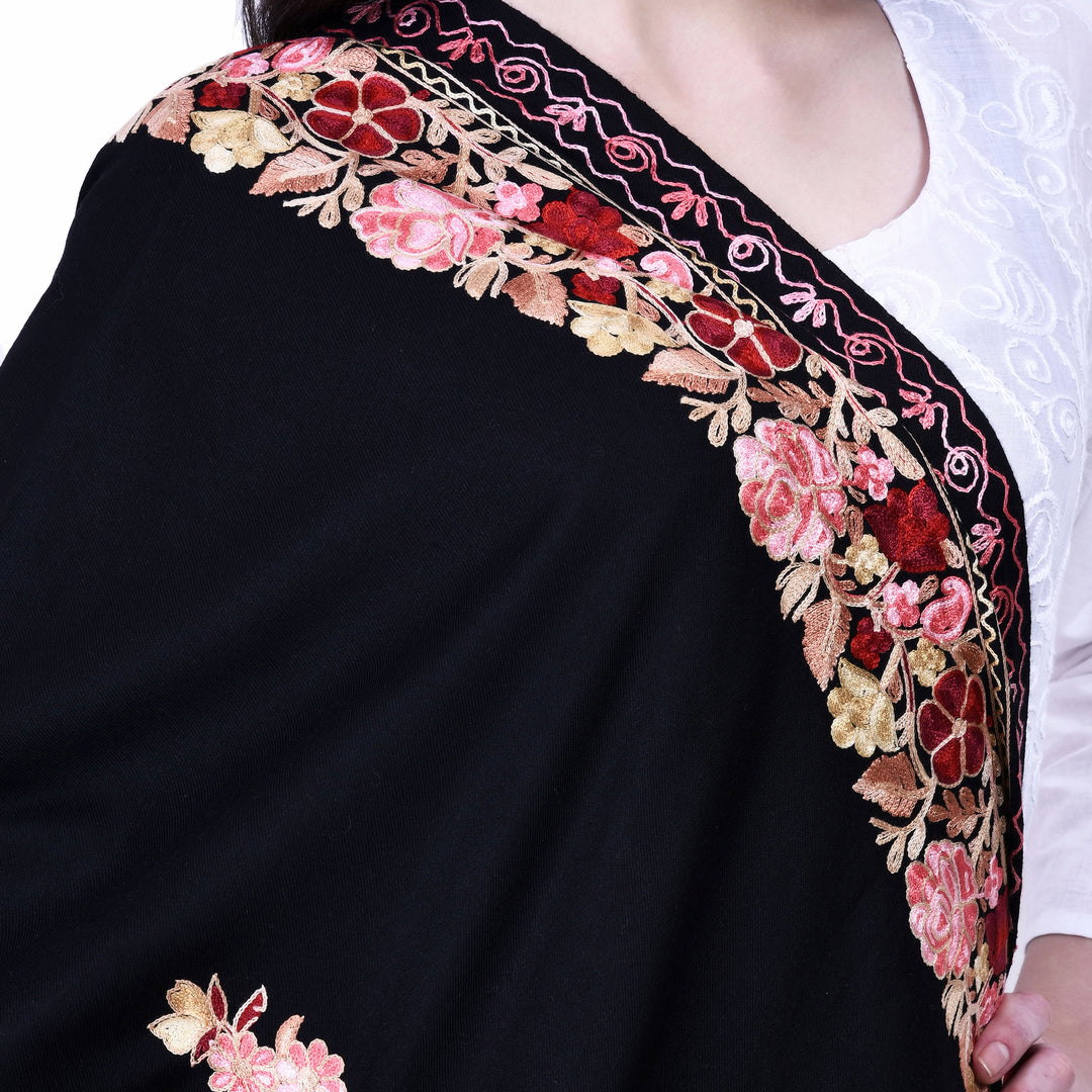 Women's Aari Embroidery Wool Stole