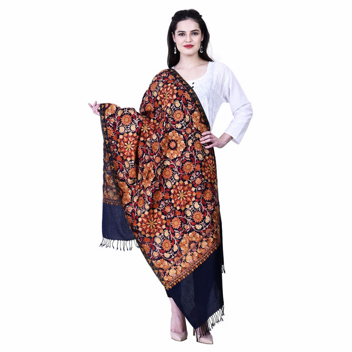Women's Aari Embroidery Wool Stole