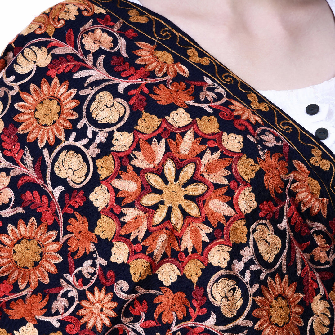 Women's Aari Embroidery Wool Stole