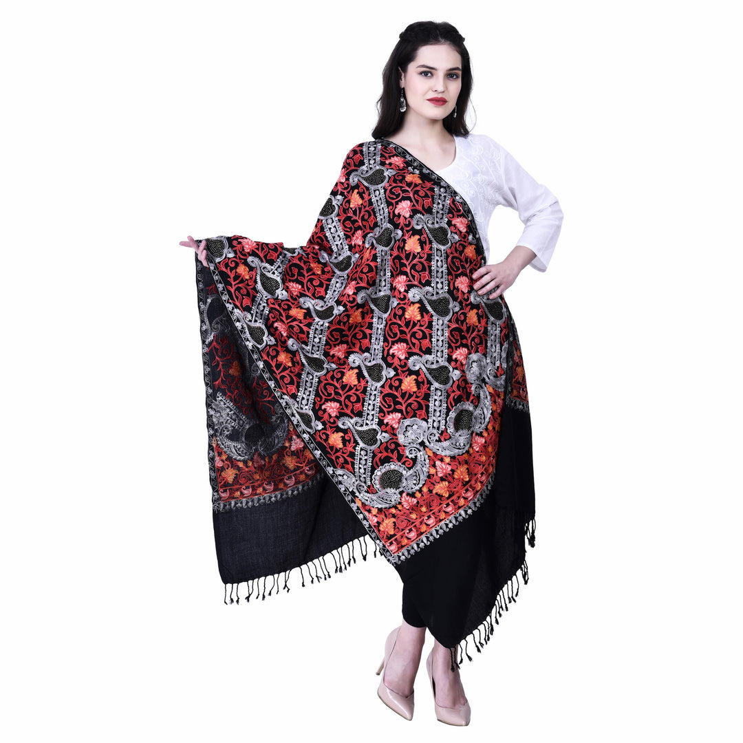 Women's Aari Embroidery Wool Stole