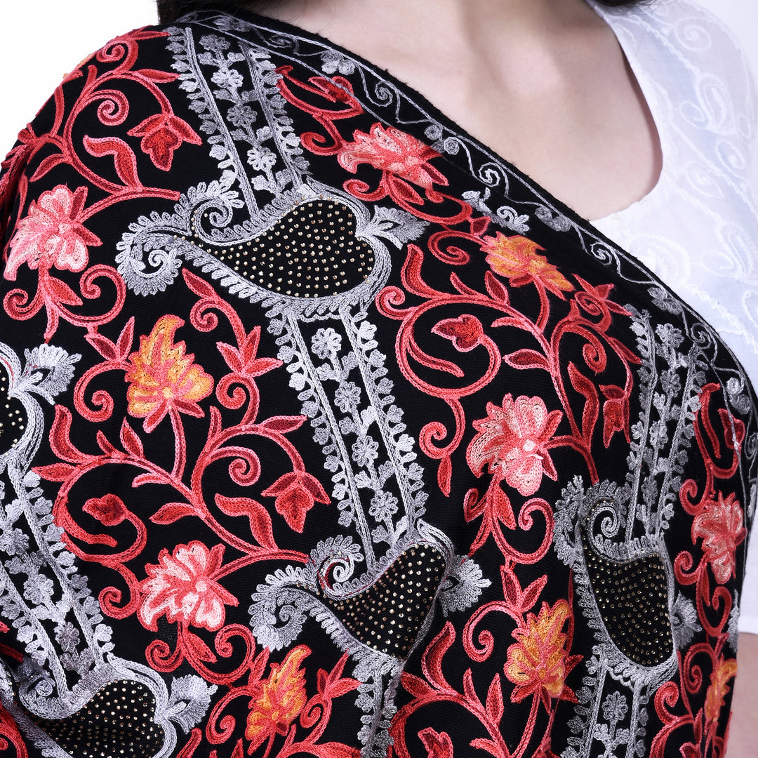 Women's Aari Embroidery Wool Stole