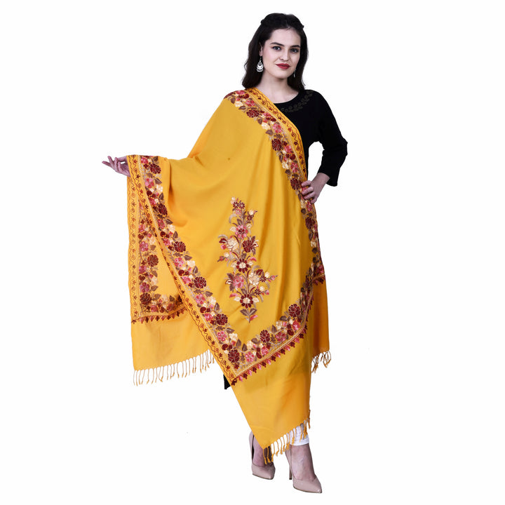 Women's Aari Embroidery Wool Stole