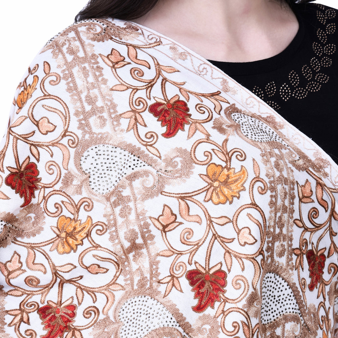 Women's Aari Embroidery Wool Stole
